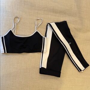 Alo Chic Black and White Sports Bra and Leggings Set